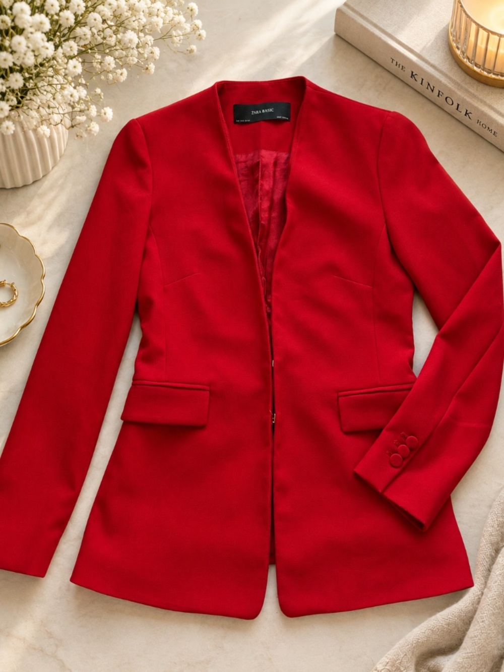 Zara Basic Red Tailored Blazer